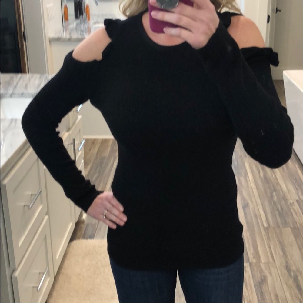 WHBM Black cutout sweater